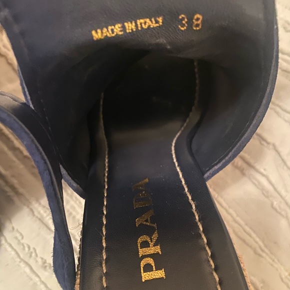 Prada Suede Open-Toe Espadrille Glove Sandal, Blue (Bleu) - Picture 4 of 8